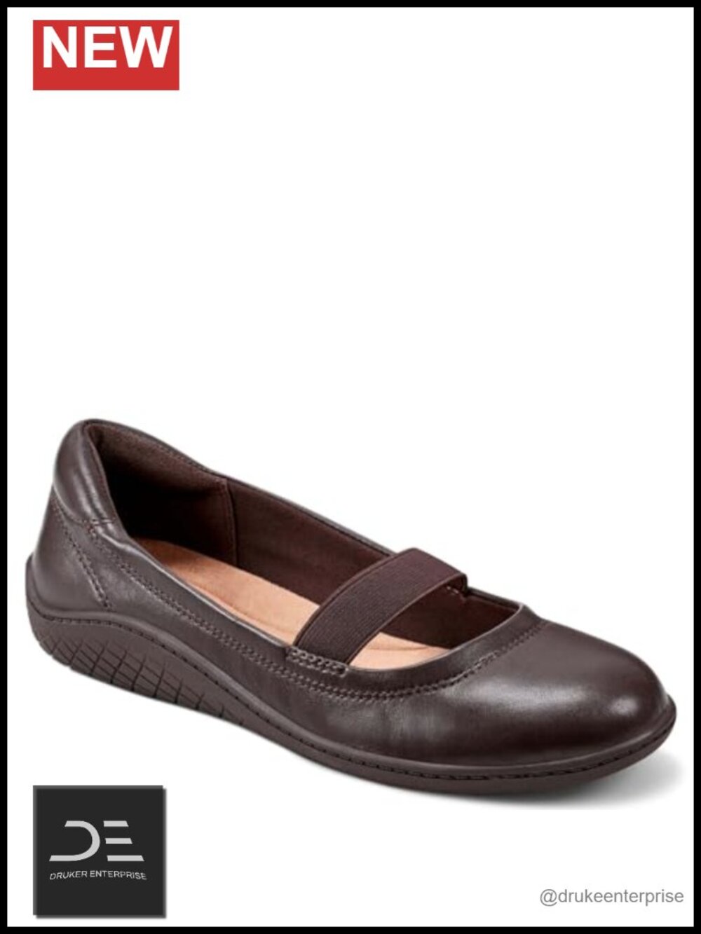 Easy Spirit Golden Mary Jane Flat Leather Calfskin Arch Support